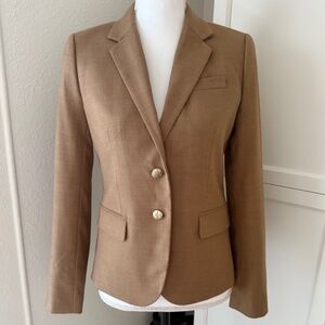 J.Crew Factory Schoolboy Blazer Womens Tan Camel Wool Blend Size 2 Pre-Loved